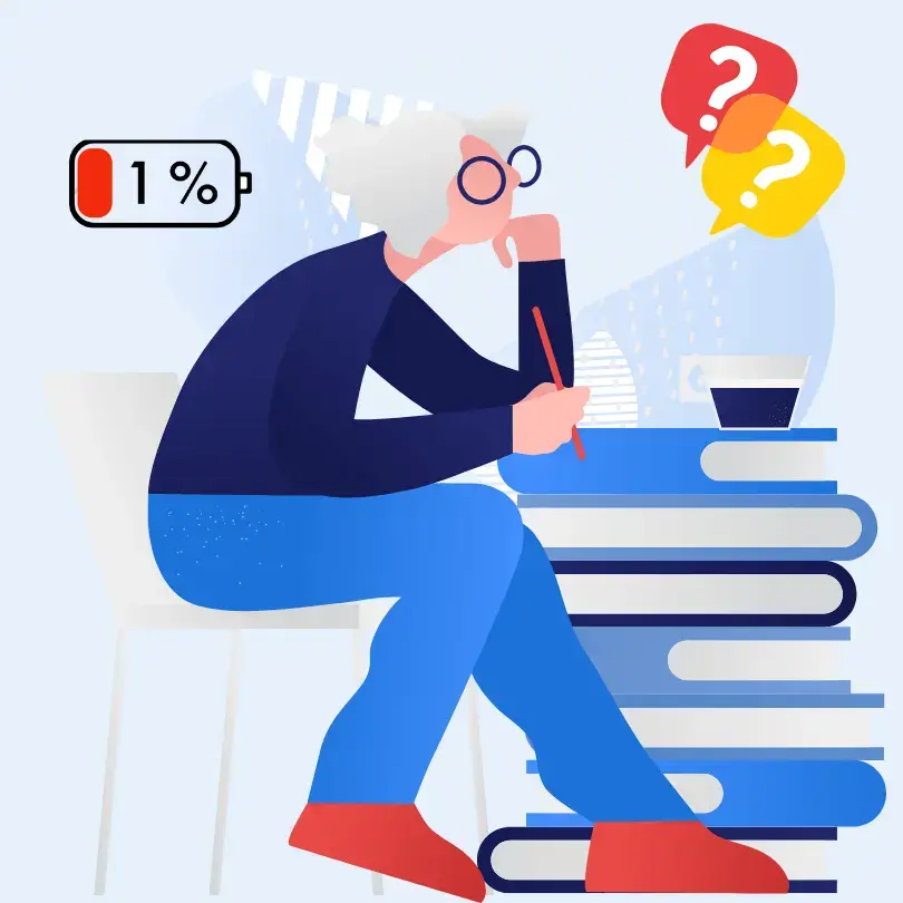 Pessoa confusa com estudos